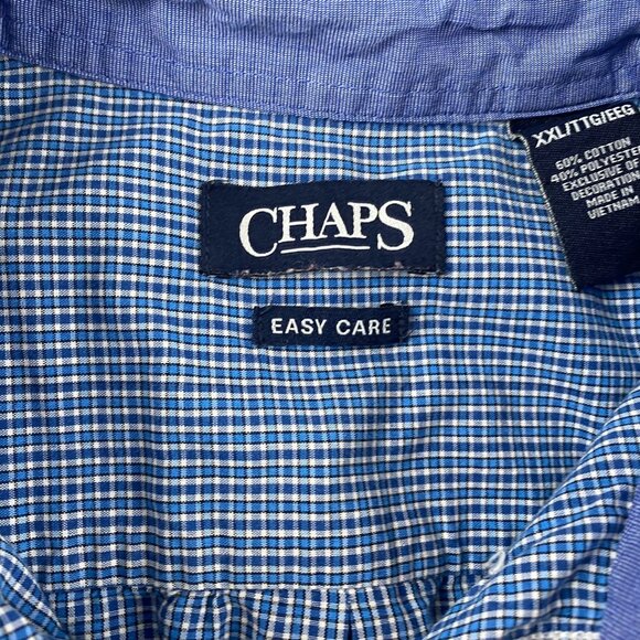Chaps Mens Shirt XXL Blue Plaid Long Sleeve Button-Up - Picture 6 of 8